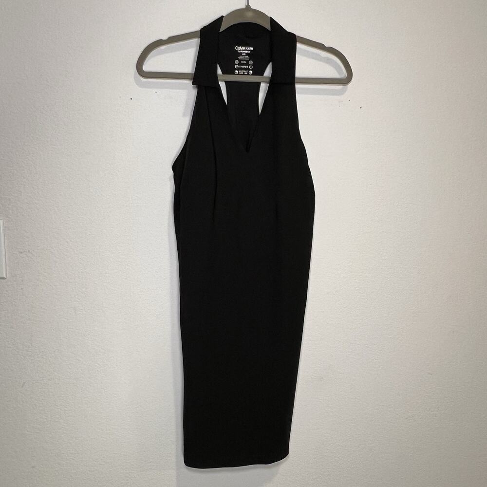 Calvin Klein Dress Size L Black Performance Wick UPF Bra Stretch Tennis Golf $89